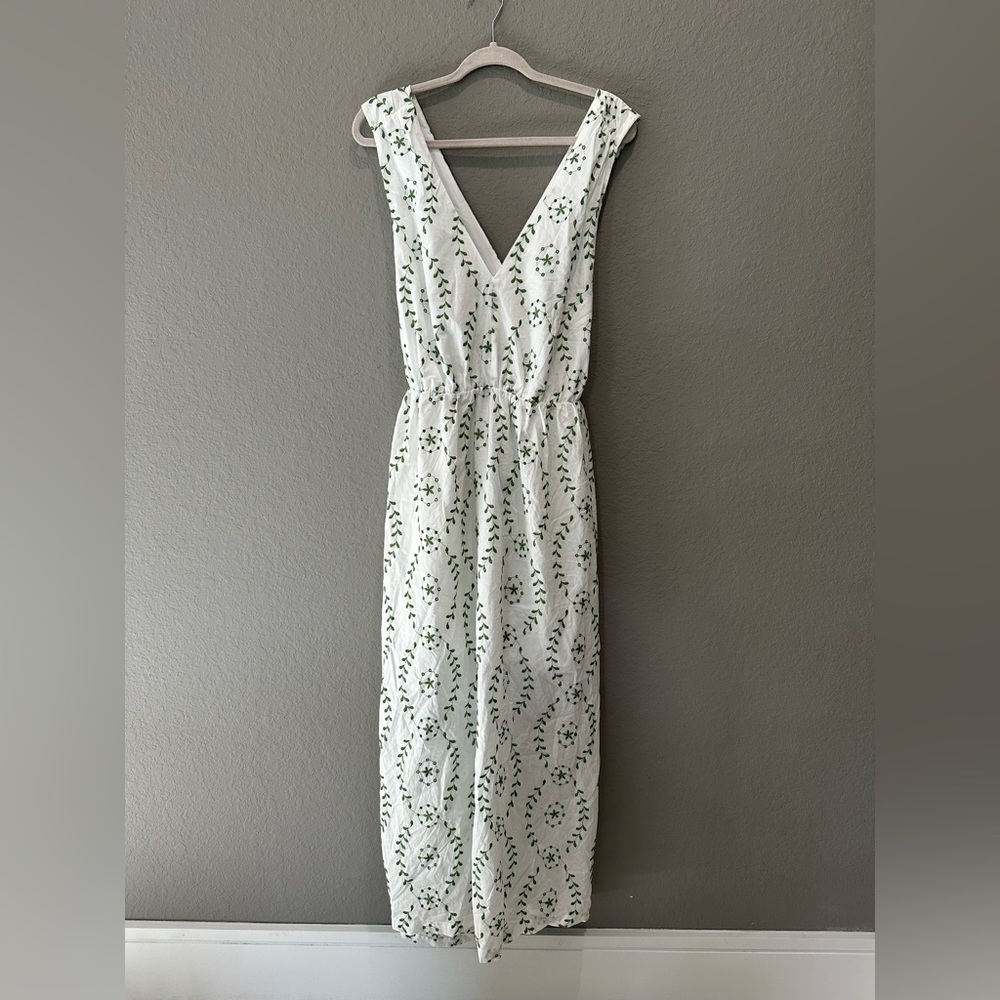 White maxi dress with green eyelet detail by a new day Sz XL NWT